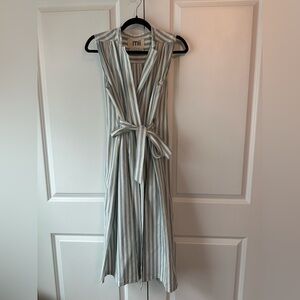 Mii Collection Striped Midi Sleeveless Wrap Dress Blue & White (Size M)